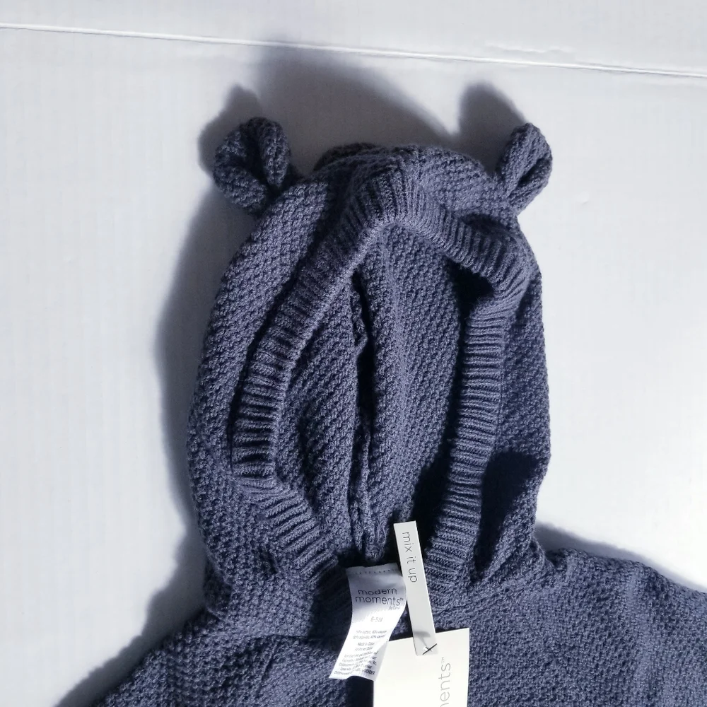NWT MODERN MOMENTS GERBER KNIT CARDIGAN SIZE 6-9 MONTHS DARK GRAY